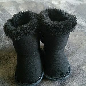 Baby girl black boots with bows
